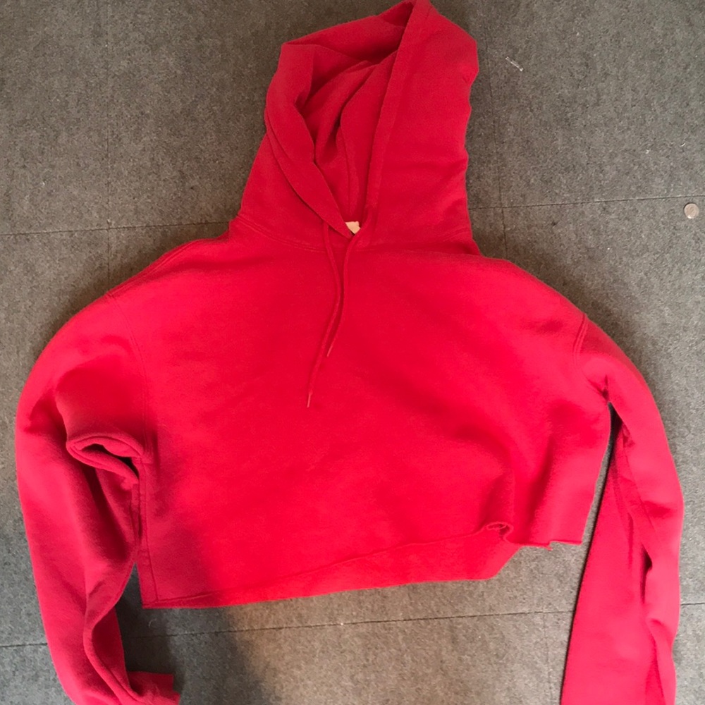 Urban Outfitters Red Cropped Hoodie
